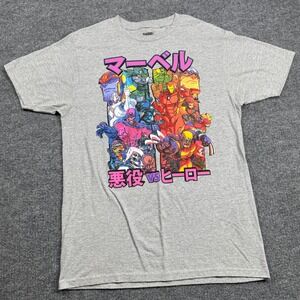 Marvel Graphic Tee Mens Medium Gray Villains vs Heroes Ironman Doctor Doom Hulk